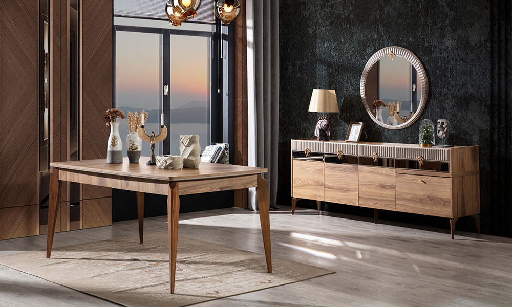 Nehir Ceviz Yemek Odası İnegöl Mobilya Modelleri ve Fiyatları