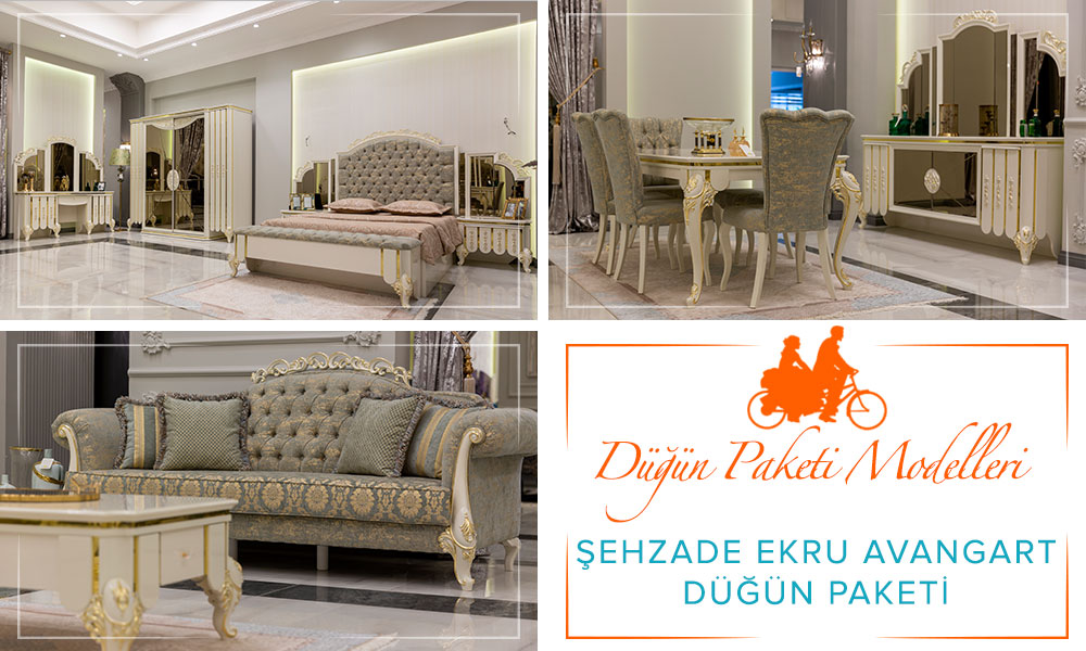 Şehzade Ekru Avangart Düğün Paketi İnegöl Mobilya 2020