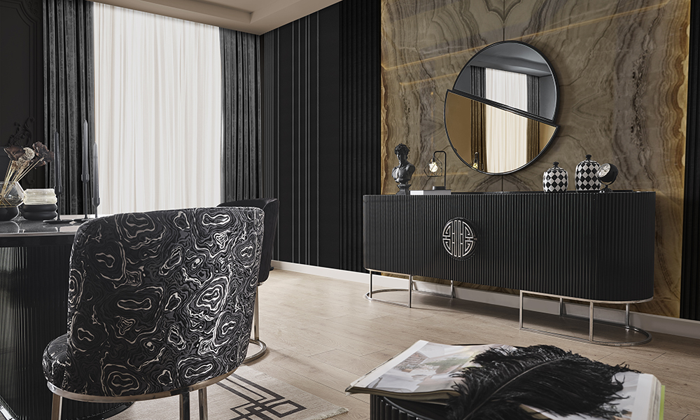 Gucci Siyah Gümüş Yemek Odası - İnegöl Mobilya Modelleri ve Fiyatları