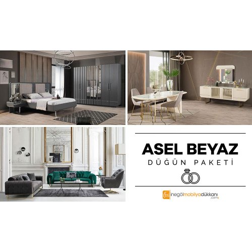 Asel Beyaz Artdeco Düğün Paketi İnegöl Mobilya 2020 Düğün Paketi